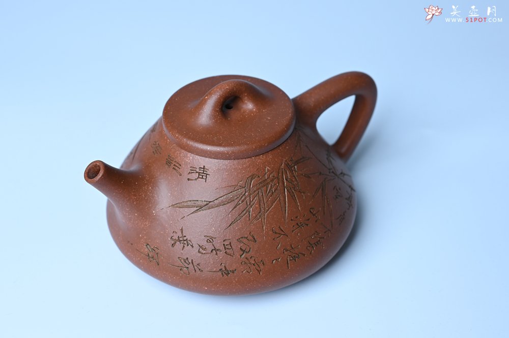 紫砂壶图片：潜力股周小培全手工降坡泥子冶石瓢 范小君徒杨志超装饰竹 特文气 - 宜兴紫砂壶网