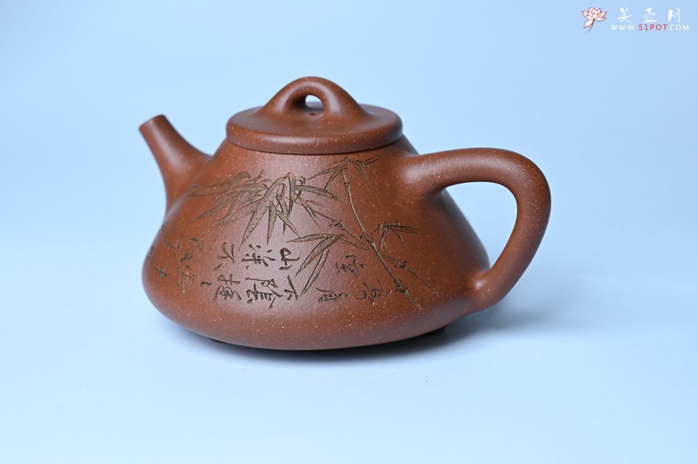 紫砂壶图片：潜力股周小培全手工降坡泥子冶石瓢 范小君徒杨志超装饰竹 特文气 - 宜兴紫砂壶网