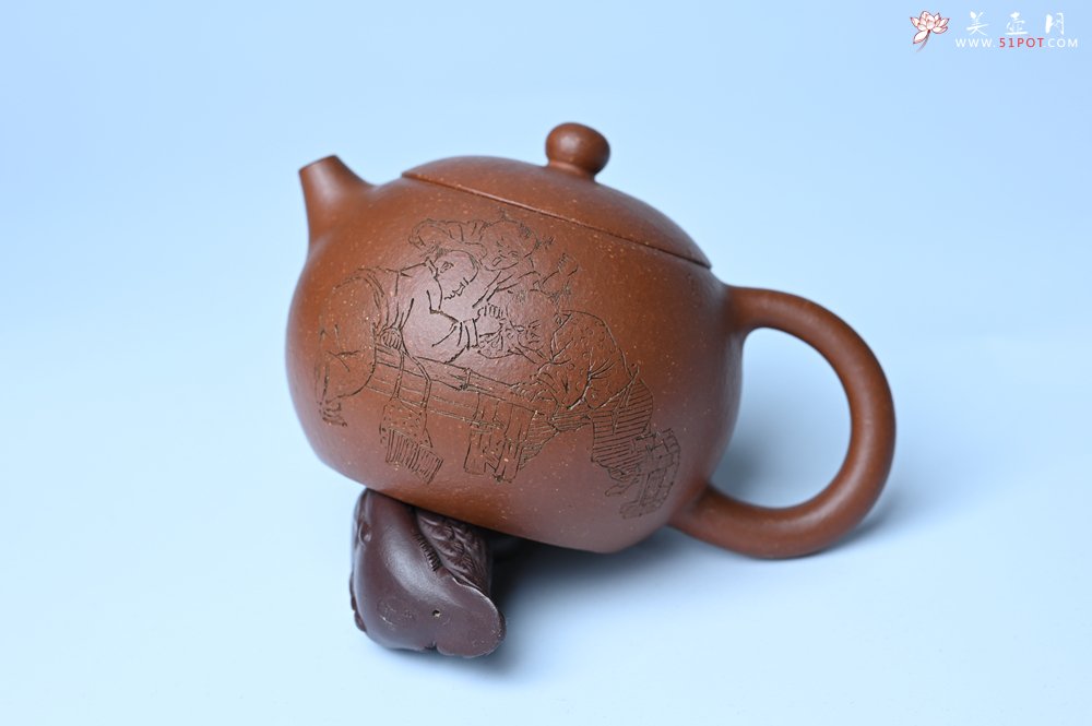紫砂壶图片：油润降坡泥全手工小品西施壶  装饰童子图 天真无邪 - 宜兴紫砂壶网