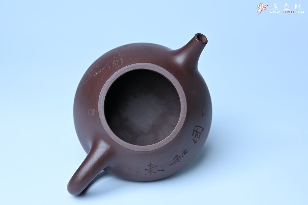 紫砂壶图片：油润底曹青 全手工景舟小石瓢 装饰人物 特文气 - 宜兴紫砂壶网