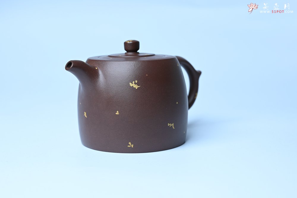 紫砂壶图片：美壶特惠 特好老紫泥洒金井栏壶 茶人醉爱 - 宜兴紫砂壶网