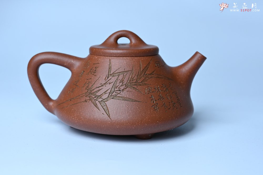 紫砂壶图片：潜力股周小培全手工降坡泥子冶石瓢 范小君徒杨志超装饰竹 特文气 - 宜兴紫砂壶网