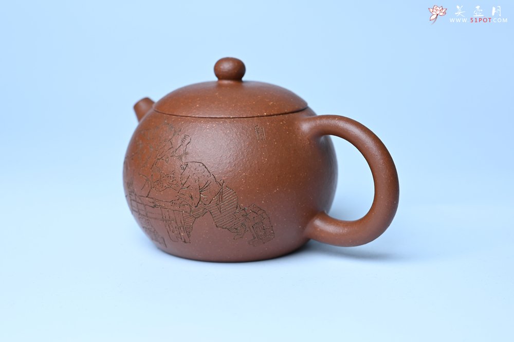 紫砂壶图片：油润降坡泥全手工小品西施壶  装饰童子图 天真无邪 - 宜兴紫砂壶网