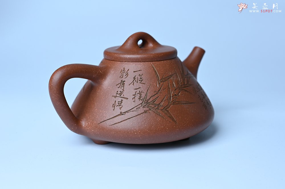 紫砂壶图片：潜力股周小培全手工降坡泥子冶石瓢 范小君徒杨志超装饰竹 特文气 - 宜兴紫砂壶网
