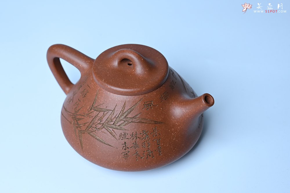 紫砂壶图片：潜力股周小培全手工降坡泥子冶石瓢 范小君徒杨志超装饰竹 特文气 - 宜兴紫砂壶网