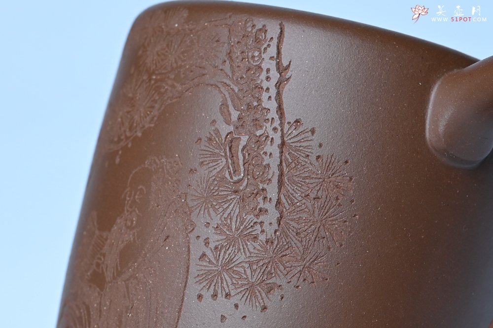 紫砂壶图片：美壶特惠 潜力股王静然 优质紫泥双圈壶 兴来每独往 胜事空自知 装饰文雅 - 宜兴紫砂壶网