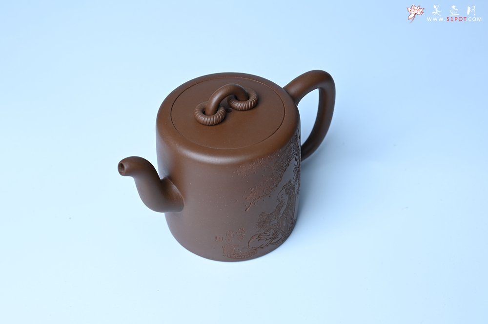 紫砂壶图片：美壶特惠 潜力股王静然 优质紫泥双圈壶 兴来每独往 胜事空自知 装饰文雅 - 宜兴紫砂壶网