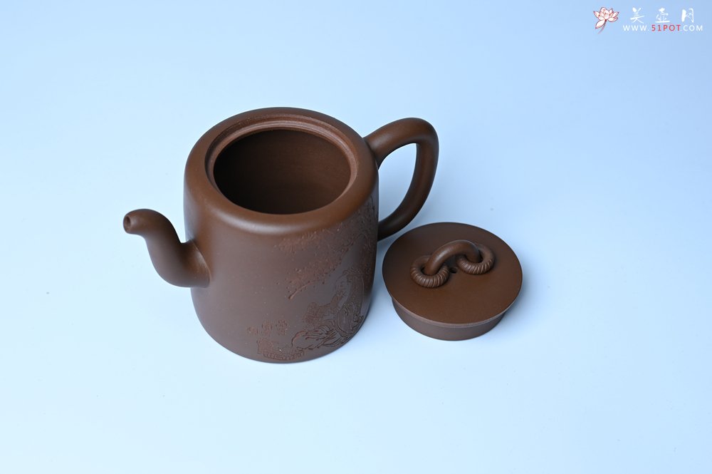紫砂壶图片：美壶特惠 潜力股王静然 优质紫泥双圈壶 兴来每独往 胜事空自知 装饰文雅 - 宜兴紫砂壶网