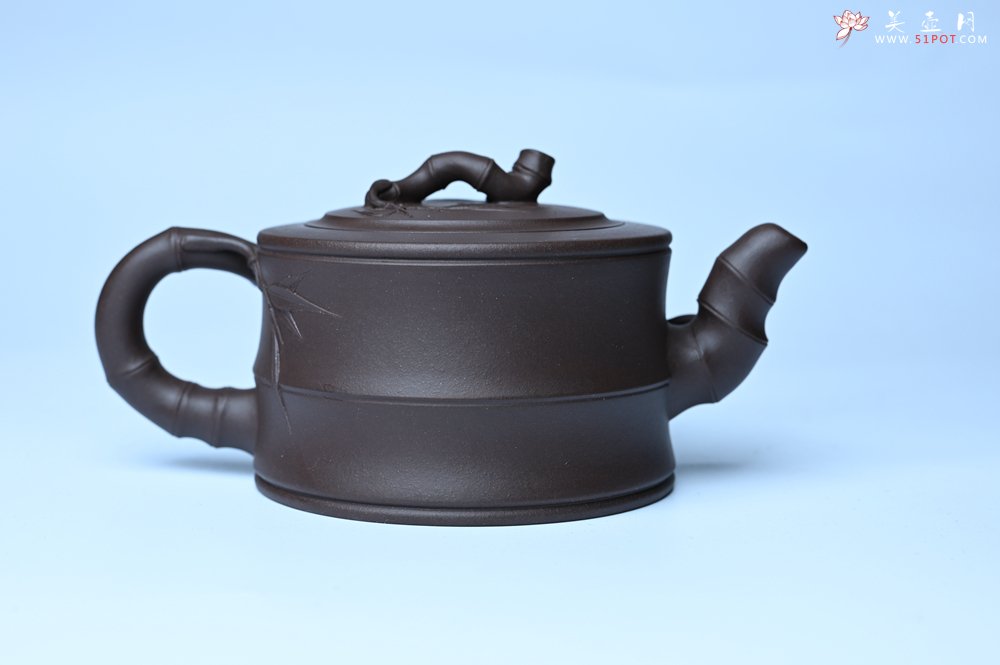 紫砂壶图片：美壶特惠 精致老紫泥可心竹段壶 茶人醉爱 - 宜兴紫砂壶网