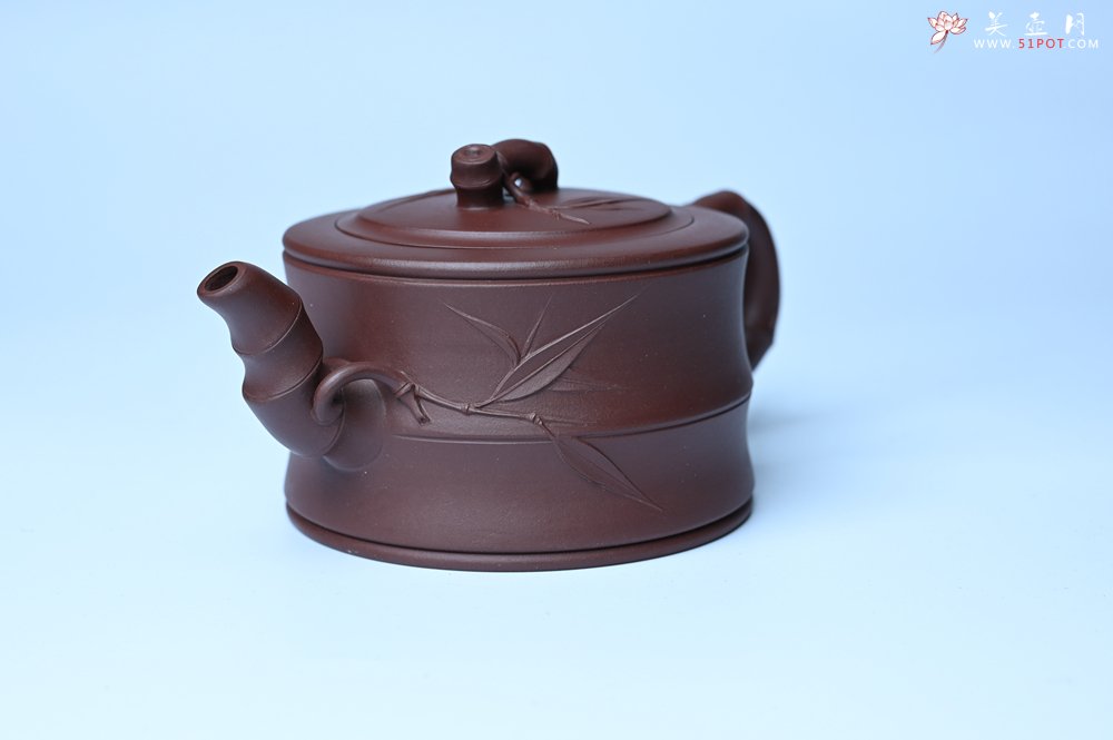 紫砂壶图片：美壶特惠 精致紫泥可心竹段壶 茶人醉爱 - 宜兴紫砂壶网