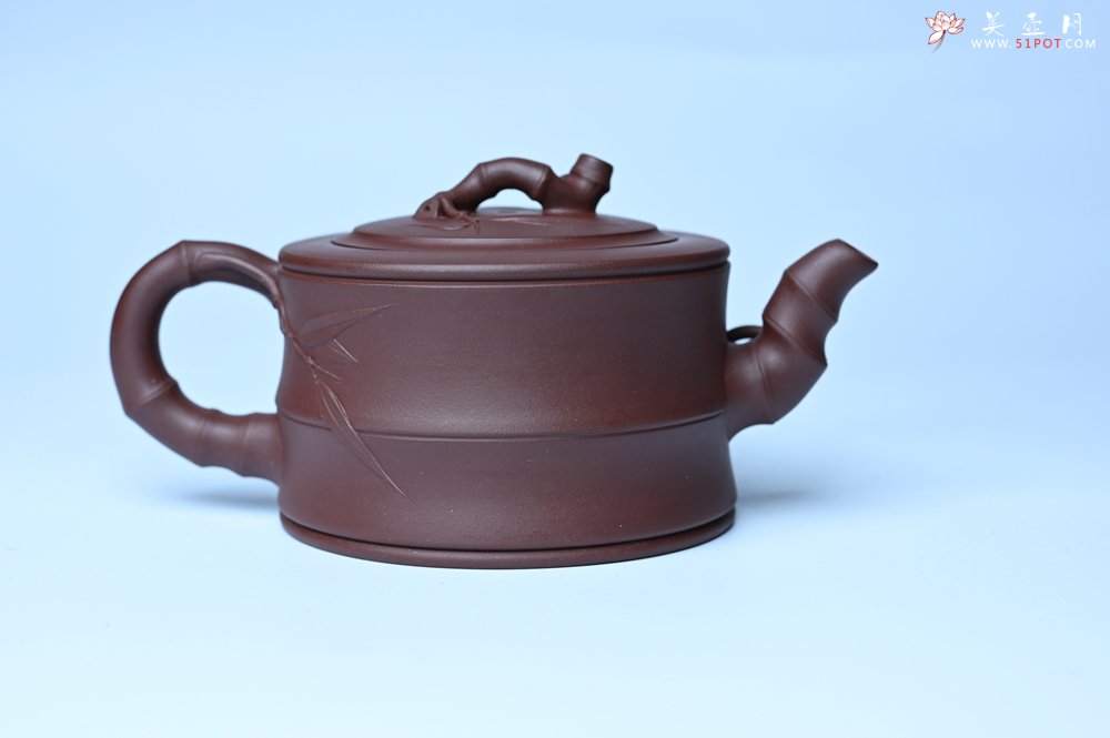 紫砂壶图片：美壶特惠 精致紫泥可心竹段壶 茶人醉爱 - 宜兴紫砂壶网