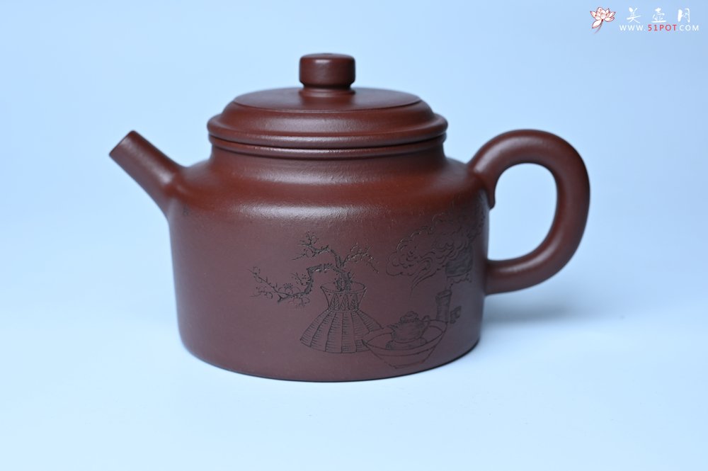 紫砂壶图片：油润黄龙山4号深井红皮龙 全手工德中壶 做工特好 装饰清供图 特文气 - 宜兴紫砂壶网