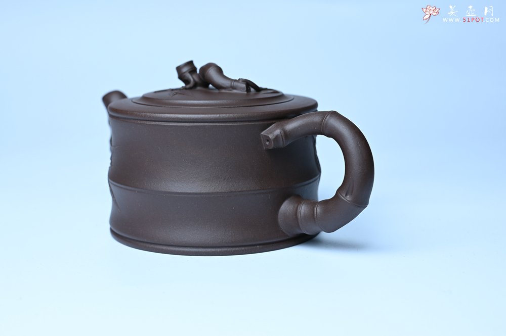 紫砂壶图片：美壶特惠 精致老紫泥可心竹段壶 茶人醉爱 - 宜兴紫砂壶网