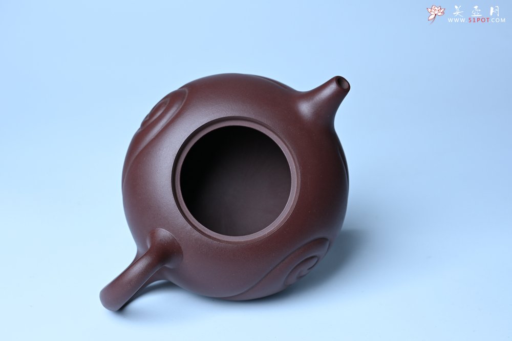 紫砂壶图片：美壶双11特惠 盖花泥 精工油润老紫泥如意半珠 茶人醉爱 - 宜兴紫砂壶网