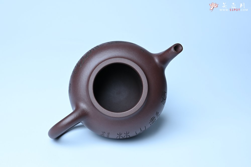 紫砂壶图片：油润黄龙山底槽青 全手工熹微壶 文气装饰 虎啸山林 期待与您结缘 - 宜兴紫砂壶网