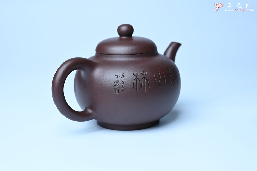 紫砂壶图片：油润黄龙山底槽青 全手工熹微壶 文气装饰 虎啸山林 期待与您结缘 - 宜兴紫砂壶网