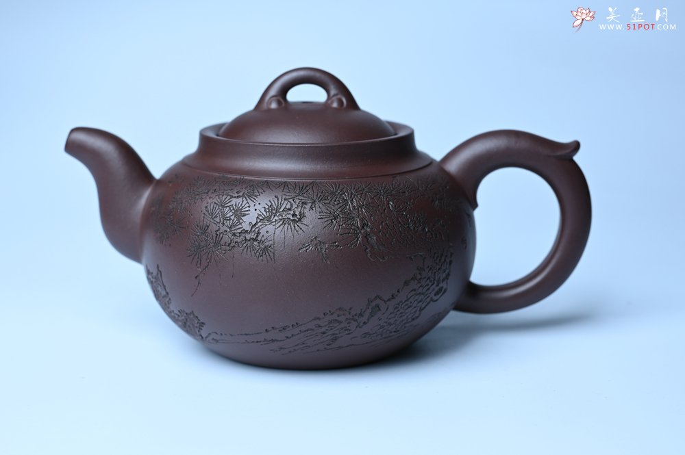 紫砂壶图片：特油润底曹青 全手工大蕴存心壶 卡盖难度相当大 明月松间照 清泉石上流 期待与亲结缘 - 宜兴紫砂壶网