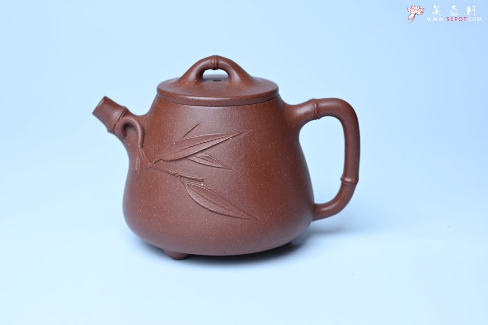 紫砂壶图片：美壶特惠 优质紫泥竹叶高石瓢壶 茶人醉爱 - 宜兴紫砂壶网