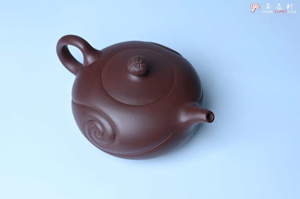 紫砂壶图片：美壶双11特惠 盖花泥 精工油润老紫泥如意半珠 茶人醉爱 - 宜兴紫砂壶网