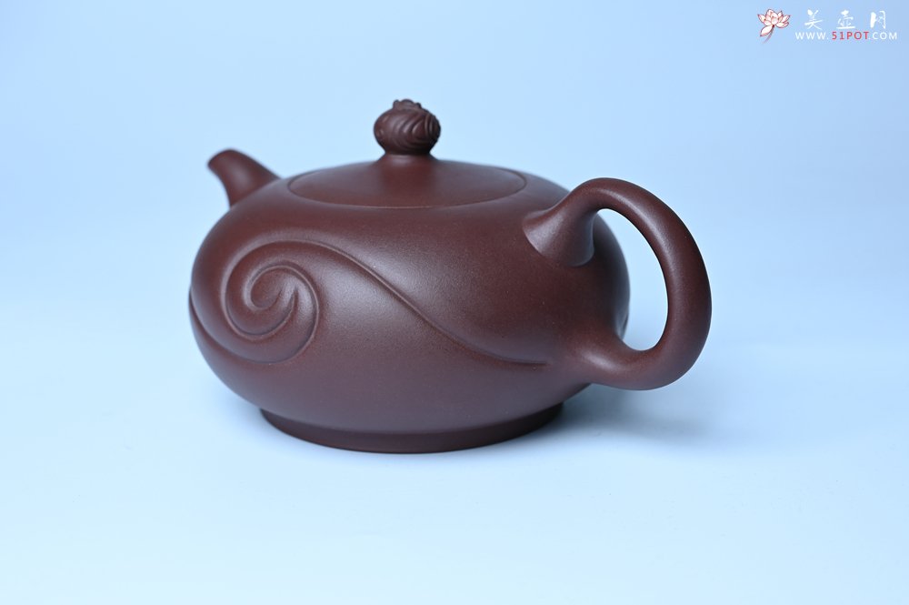 紫砂壶图片：美壶双11特惠 盖花泥 精工油润老紫泥如意半珠 茶人醉爱 - 宜兴紫砂壶网