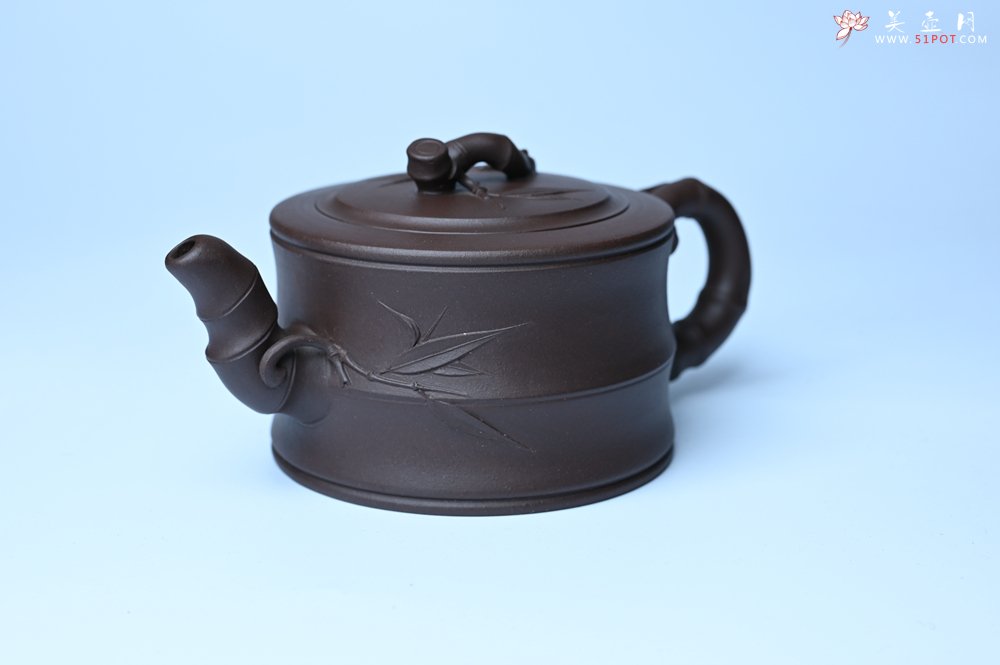 紫砂壶图片：美壶特惠 精致老紫泥可心竹段壶 茶人醉爱 - 宜兴紫砂壶网