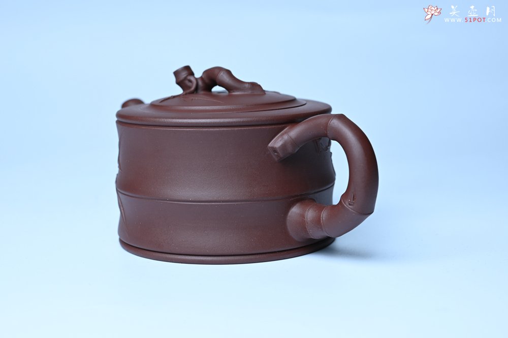 紫砂壶图片：美壶特惠 精致紫泥可心竹段壶 茶人醉爱 - 宜兴紫砂壶网