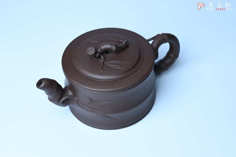 紫砂壶图片：美壶特惠 精致老紫泥可心竹段壶 茶人醉爱 - 宜兴紫砂壶网