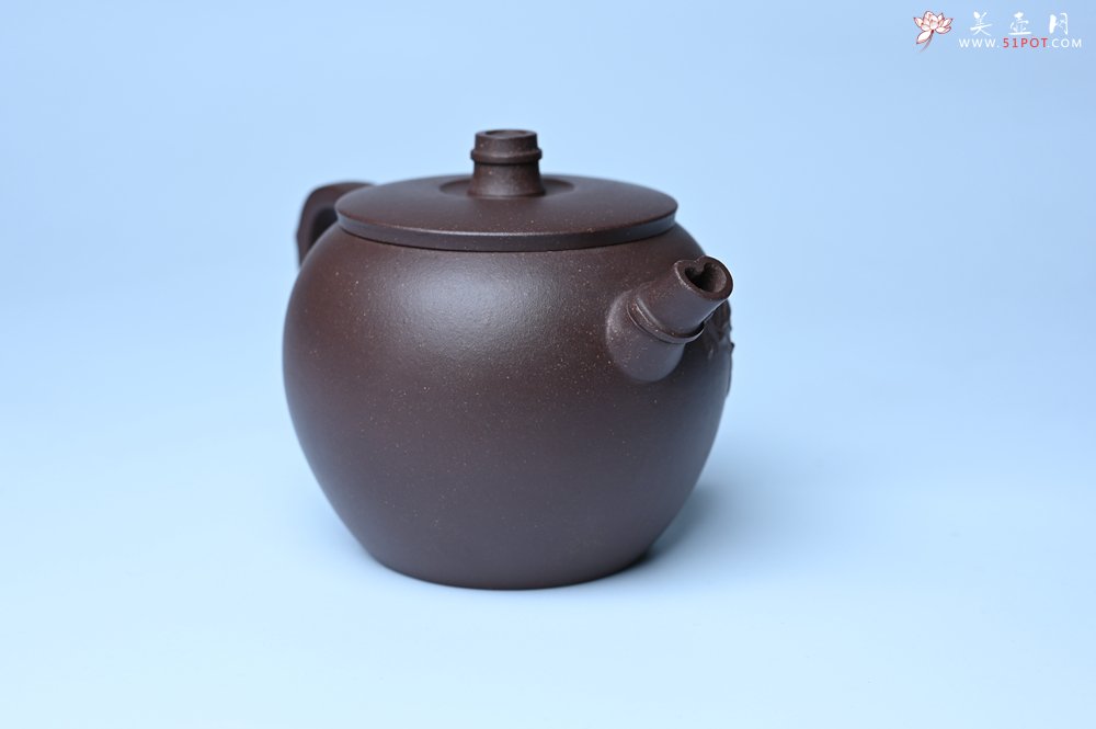 紫砂壶图片：美壶特惠 精致紫泥竹巨轮壶 茶人醉爱 - 宜兴紫砂壶网