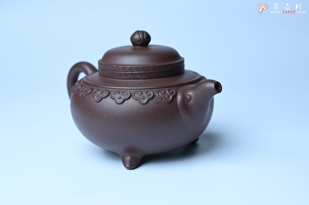 紫砂壶图片：美壶特惠 精致紫泥云肩如意壶 茶人醉爱 - 宜兴紫砂壶网