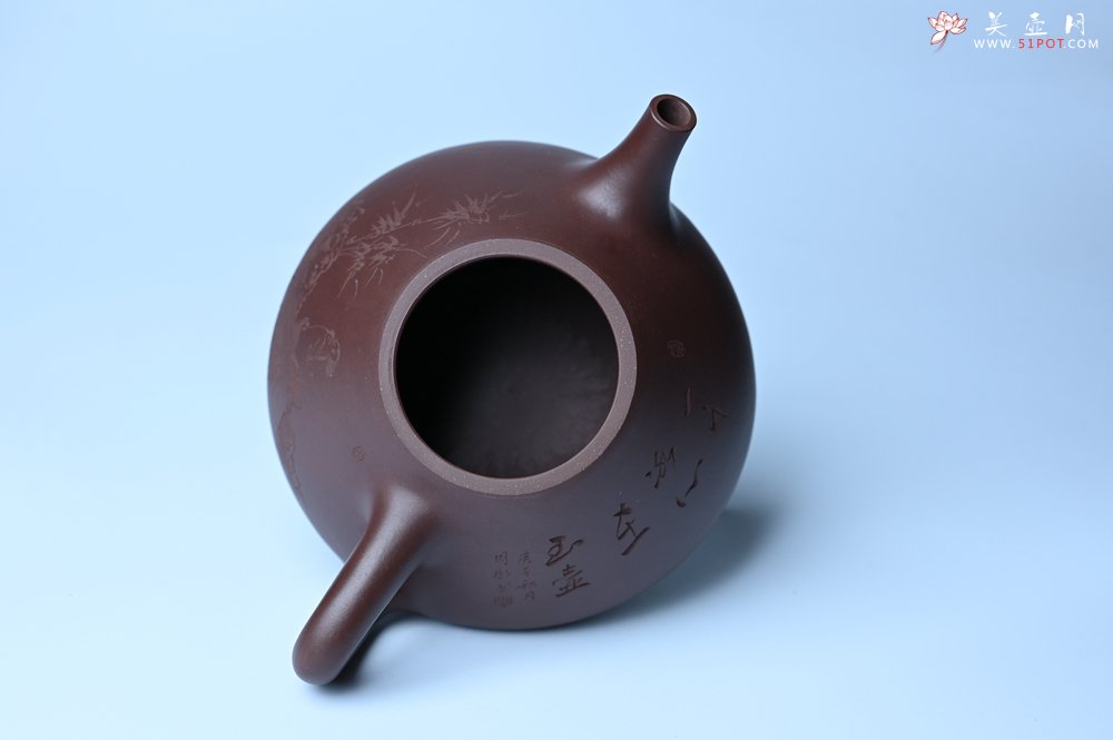 紫砂壶图片：潜力股周小培 特好全手工底槽清子冶石瓢 助工装饰 一片冰心在玉壶 特文气 - 宜兴紫砂壶网