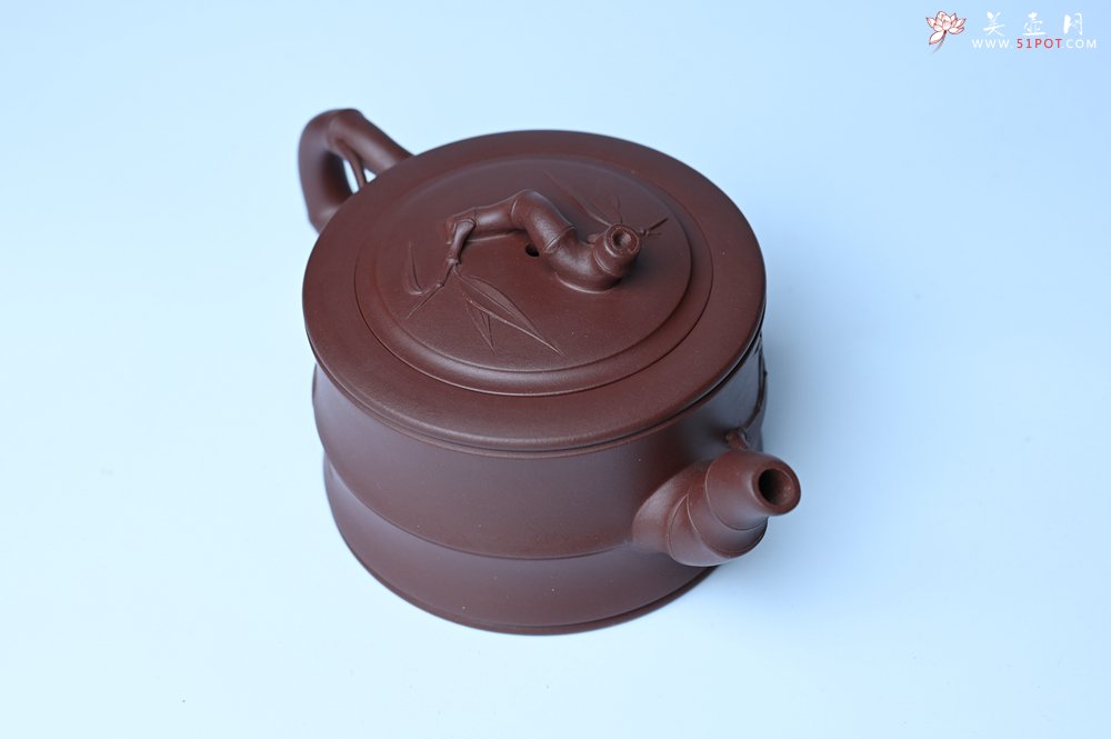 紫砂壶图片：美壶特惠 精致紫泥可心竹段壶 茶人醉爱 - 宜兴紫砂壶网