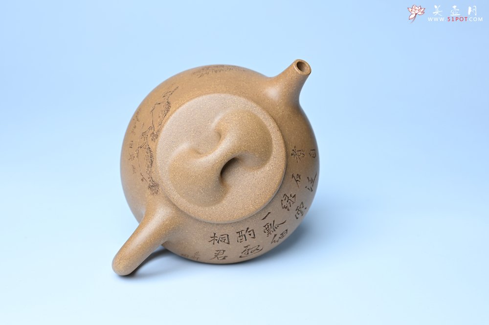 紫砂壶图片：潜力股周小培全手工老黄段泥（家藏老料 油润无比 识者自知）景舟石瓢 装饰鳜鱼图 双贵图 寓意富贵如意 - 宜兴紫砂壶网