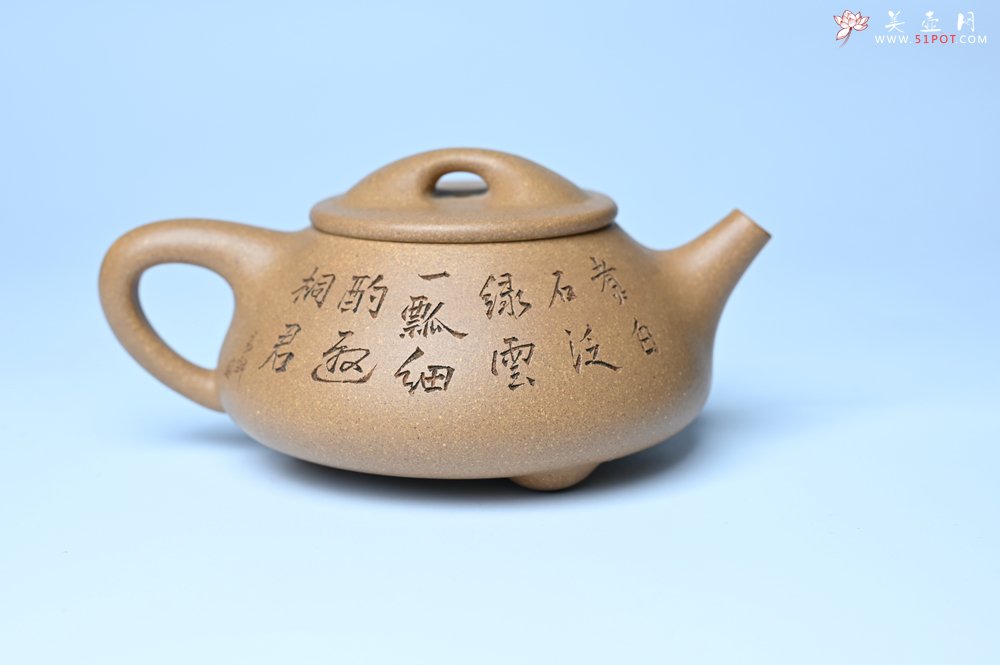 紫砂壶图片：潜力股周小培全手工老黄段泥（家藏老料 油润无比 识者自知）景舟石瓢 装饰鳜鱼图 双贵图 寓意富贵如意 - 宜兴紫砂壶网