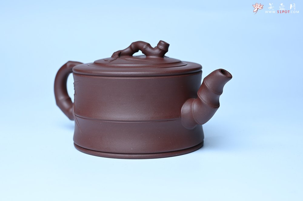 紫砂壶图片：美壶特惠 精致紫泥可心竹段壶 茶人醉爱 - 宜兴紫砂壶网