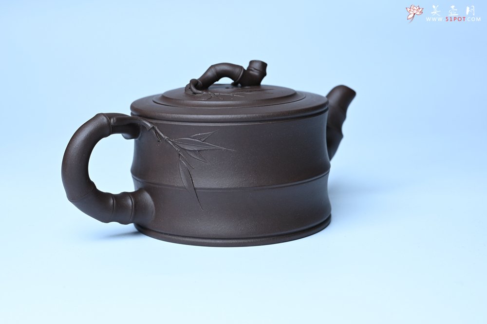 紫砂壶图片：美壶特惠 精致老紫泥可心竹段壶 茶人醉爱 - 宜兴紫砂壶网