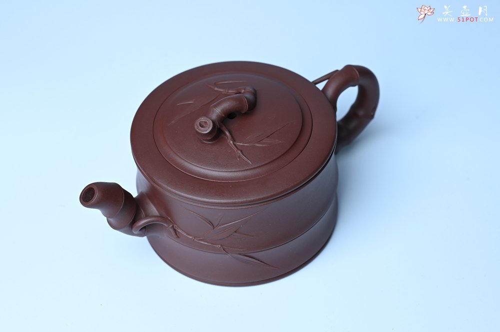 紫砂壶图片：美壶特惠 精致紫泥可心竹段壶 茶人醉爱 - 宜兴紫砂壶网