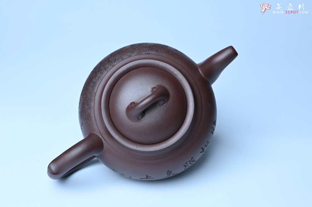 紫砂壶图片：特油润底曹青 全手工大蕴存心壶 卡盖难度相当大 明月松间照 清泉石上流 期待与亲结缘 - 宜兴紫砂壶网