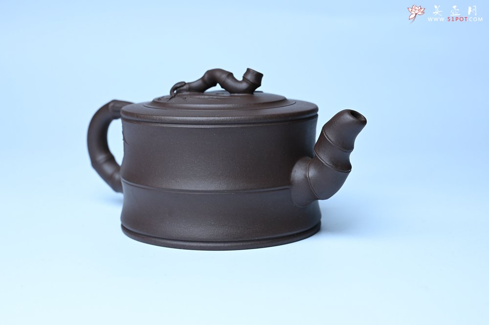 紫砂壶图片：美壶特惠 精致老紫泥可心竹段壶 茶人醉爱 - 宜兴紫砂壶网