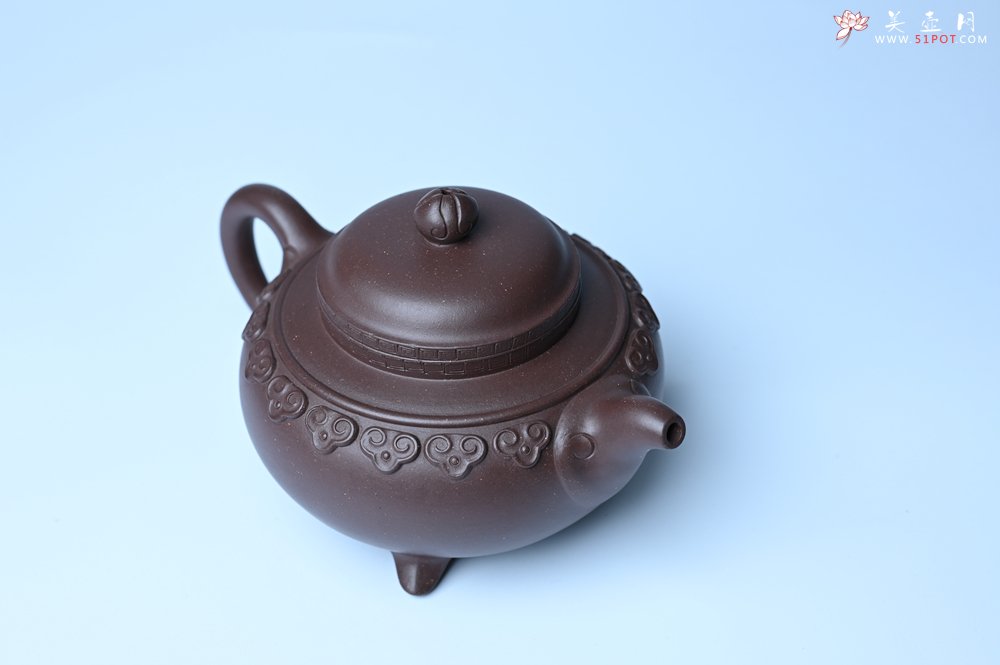 紫砂壶图片：美壶特惠 精致紫泥云肩如意壶 茶人醉爱 - 宜兴紫砂壶网