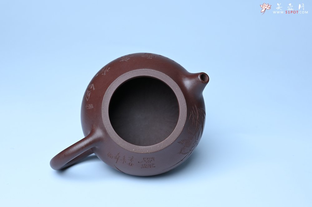 紫砂壶图片：油润底曹青 全手工文旦茶壶 细写茶经煮香雪 闲趣图 特文气 期待与亲结缘 - 宜兴紫砂壶网