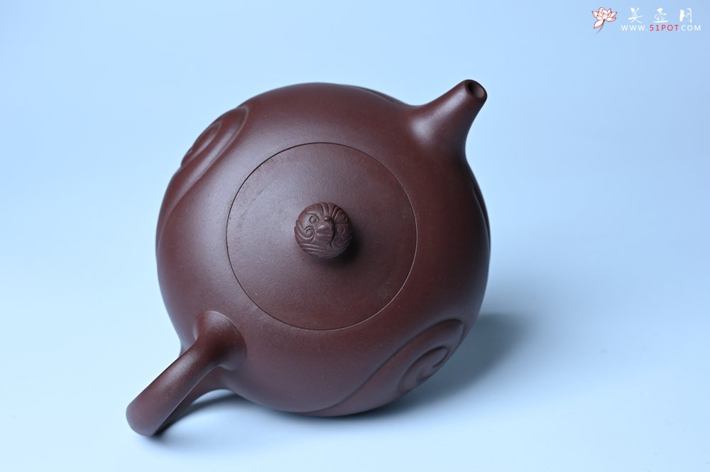 紫砂壶图片：美壶双11特惠 盖花泥 精工油润老紫泥如意半珠 茶人醉爱 - 宜兴紫砂壶网