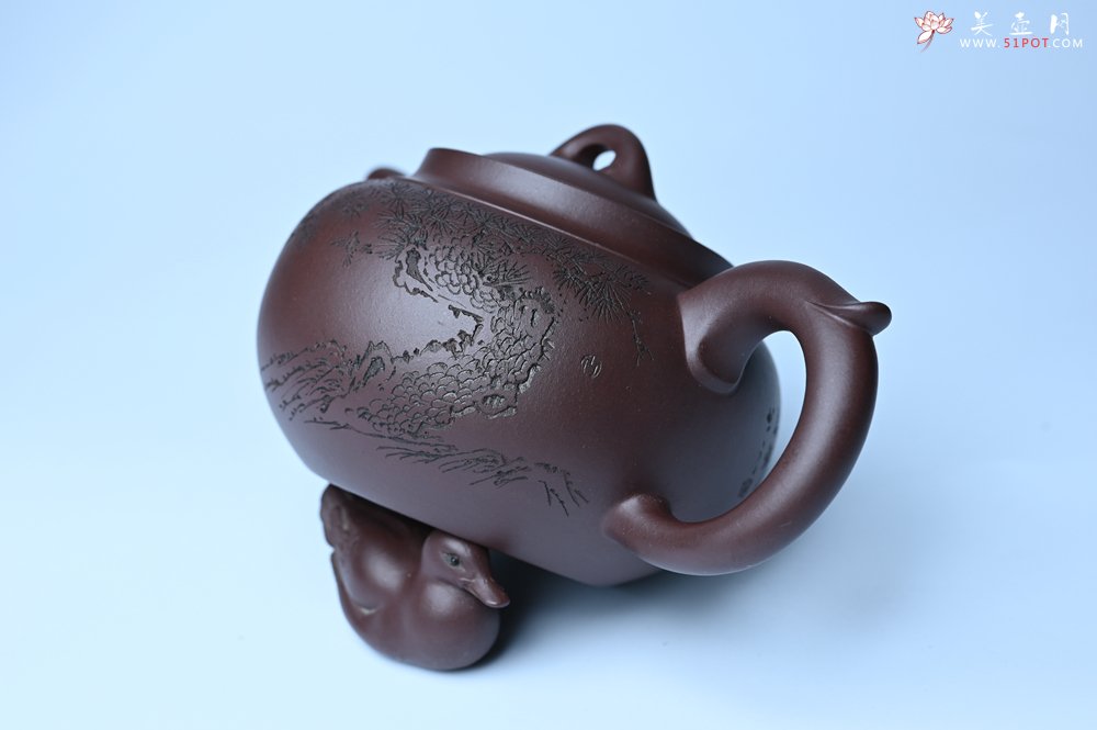 紫砂壶图片：特油润底曹青 全手工大蕴存心壶 卡盖难度相当大 明月松间照 清泉石上流 期待与亲结缘 - 宜兴紫砂壶网