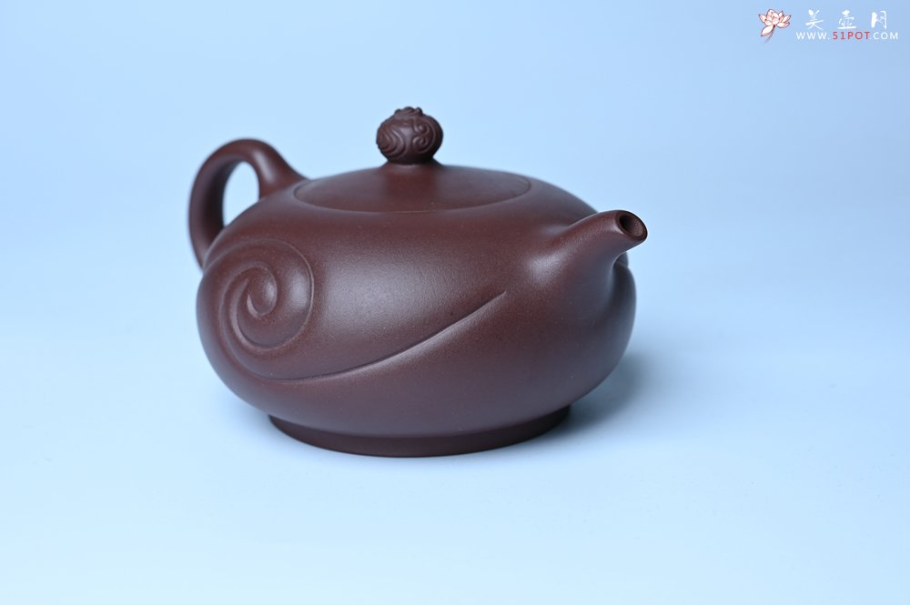 紫砂壶图片：美壶双11特惠 盖花泥 精工油润老紫泥如意半珠 茶人醉爱 - 宜兴紫砂壶网