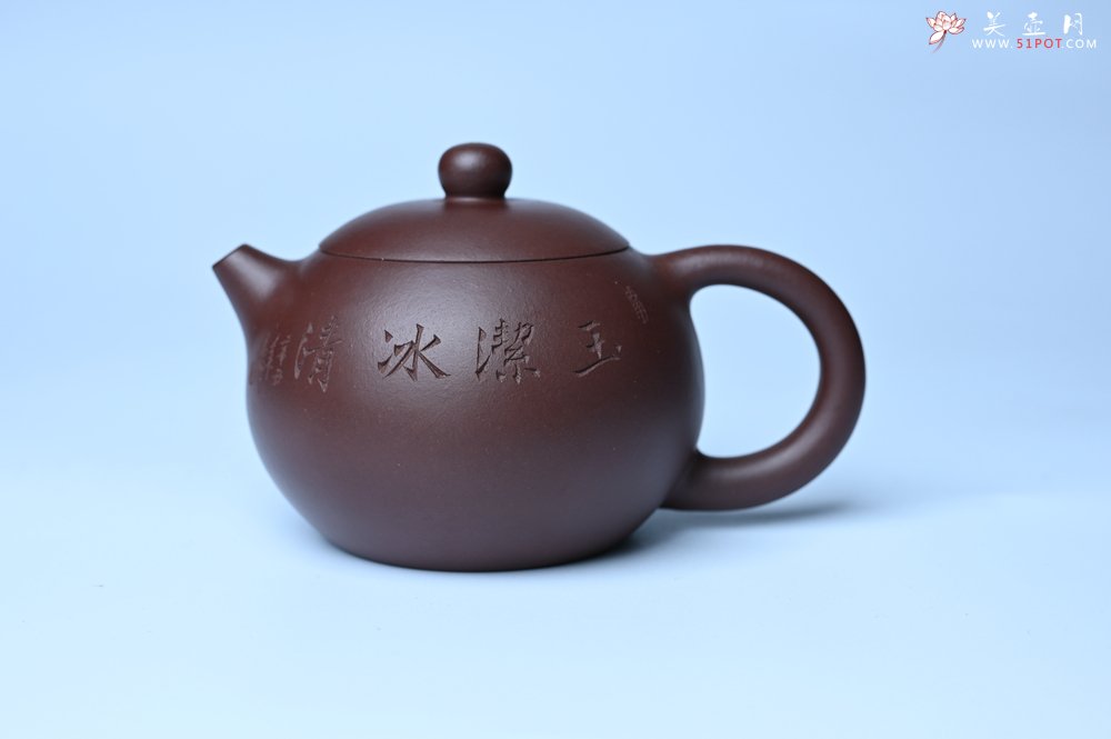 紫砂壶图片：油润底曹青 全手工西施茶壶 玉洁冰清 接天莲叶无穷碧 映日荷花别样红 - 宜兴紫砂壶网