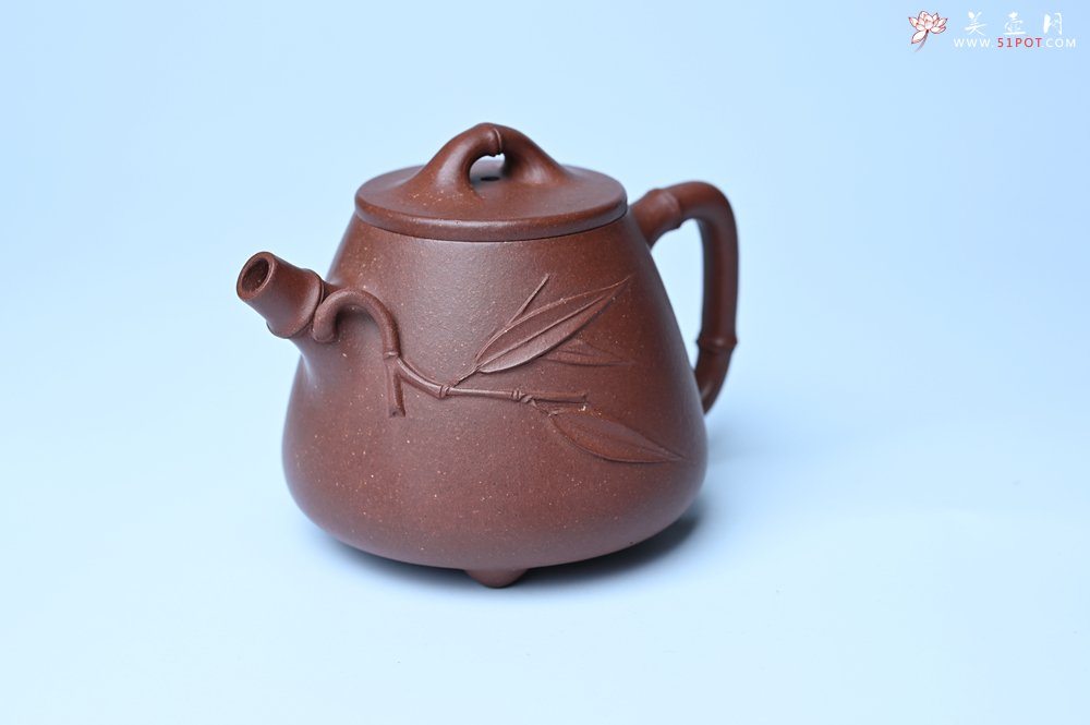 紫砂壶图片：美壶特惠 优质紫泥竹叶高石瓢壶 茶人醉爱 - 宜兴紫砂壶网