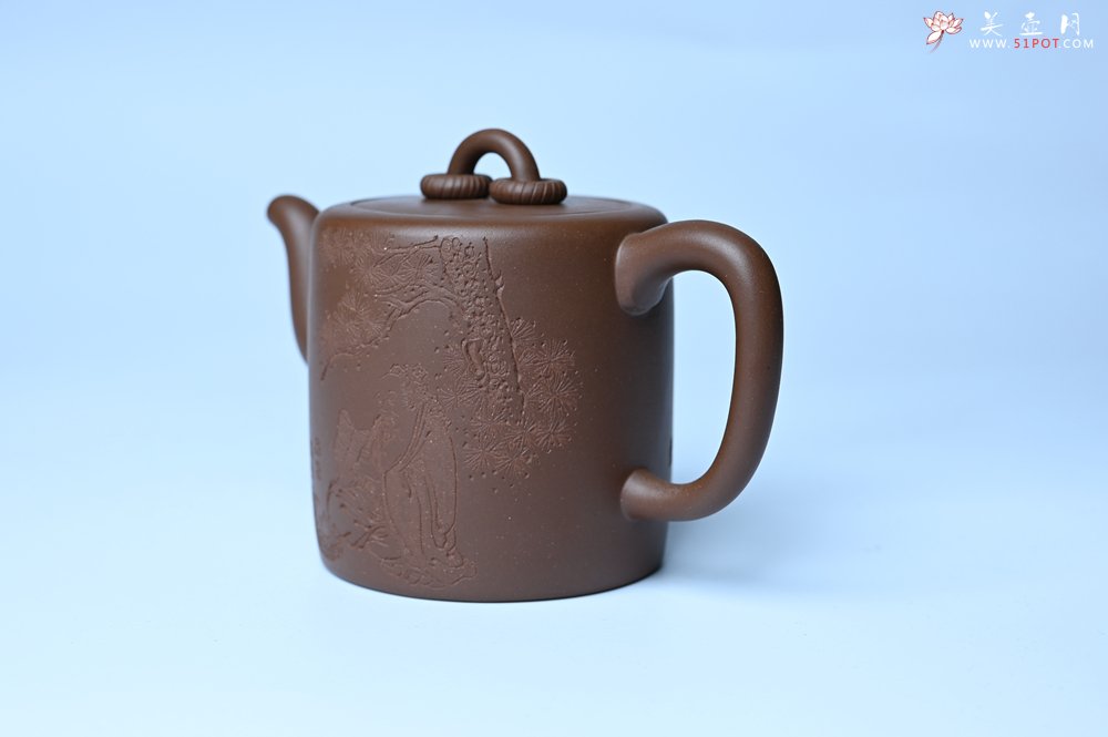 紫砂壶图片：美壶特惠 潜力股王静然 优质紫泥双圈壶 兴来每独往 胜事空自知 装饰文雅 - 宜兴紫砂壶网
