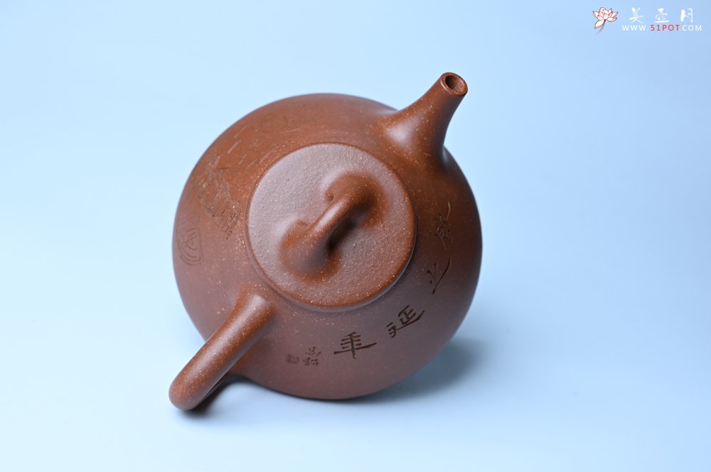 紫砂壶图片：潜力股周小培全手工降坡泥子冶石瓢 范小君徒杨志超装饰古钱币 饮之延年 特文气 - 宜兴紫砂壶网