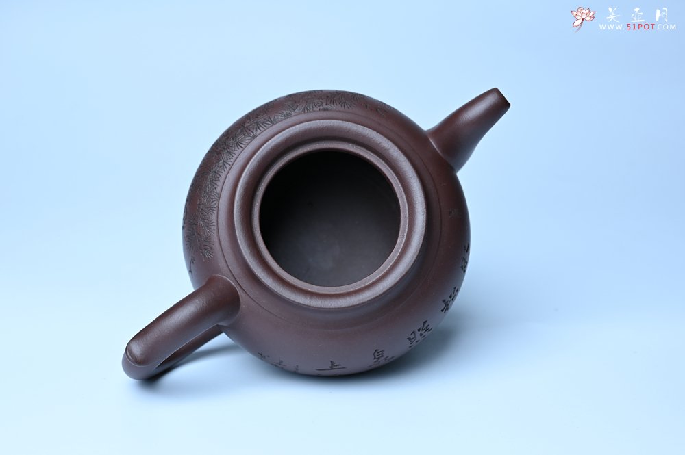 紫砂壶图片：特油润底曹青 全手工大蕴存心壶 卡盖难度相当大 明月松间照 清泉石上流 期待与亲结缘 - 宜兴紫砂壶网