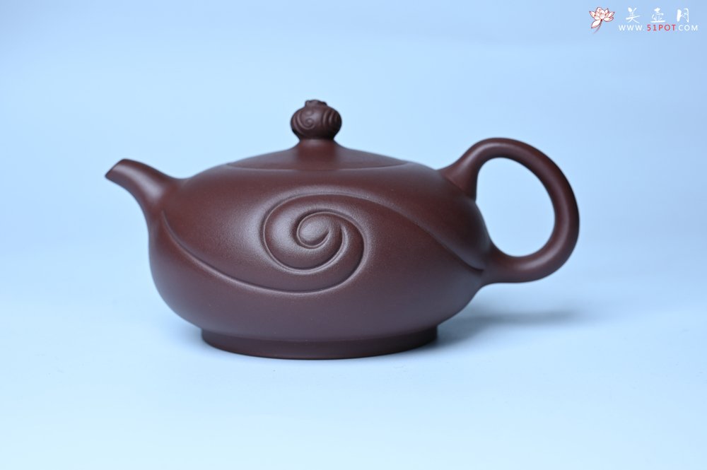 紫砂壶图片：美壶双11特惠 盖花泥 精工油润老紫泥如意半珠 茶人醉爱 - 宜兴紫砂壶网