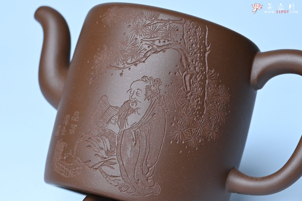 紫砂壶图片：美壶特惠 潜力股王静然 优质紫泥双圈壶 兴来每独往 胜事空自知 装饰文雅 - 宜兴紫砂壶网